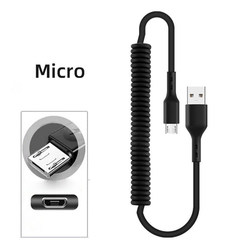 40w 5a Usb Type C Data Cable Micro Usb Spring Pull Telescopic Fast