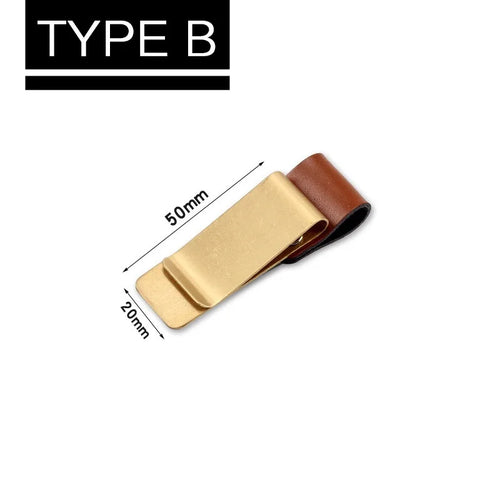 STONEGO Handmade Leather Brass Stainless Steel Pen Holder Clip Journal