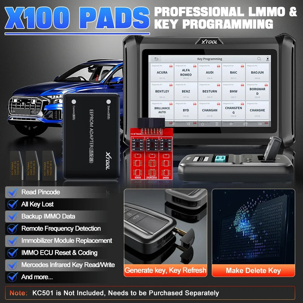 XTOOL X100 PADS Key Programming Tool Immobilizer All Key Lost Full