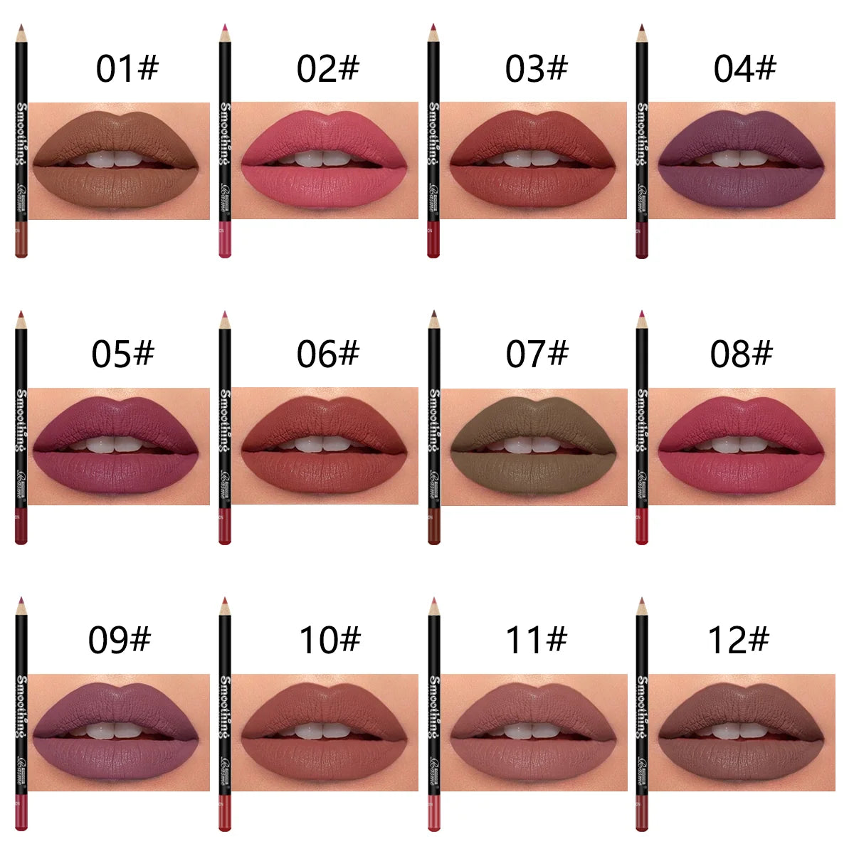 12 pcs Long-Lasting Lipstick Set with Professional Lip Liner Pencil