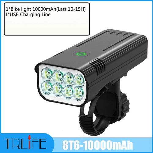 10000LM 8T6 Bike Light Built-in 10000mAh USB Rechargeable Rear Light