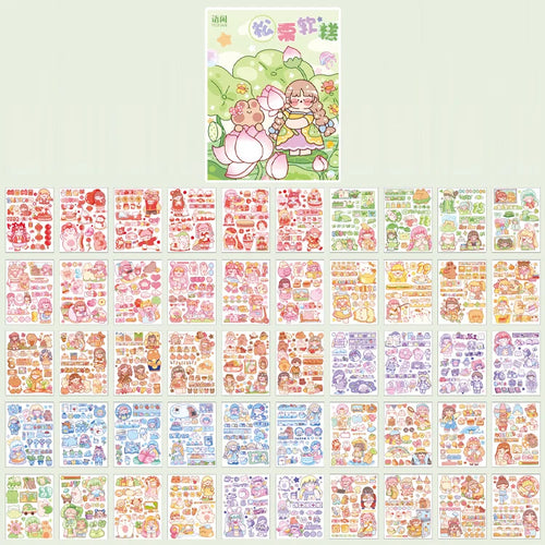 Yoofun 50 Unrepeated Patterns Decorative Stationery Stickers Colorful