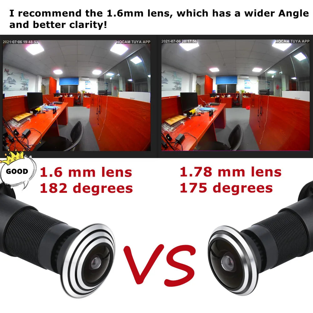 1080P Mini Wifi Door Eye Camera Hole Wide Angle FishEye Lens 1.66mm