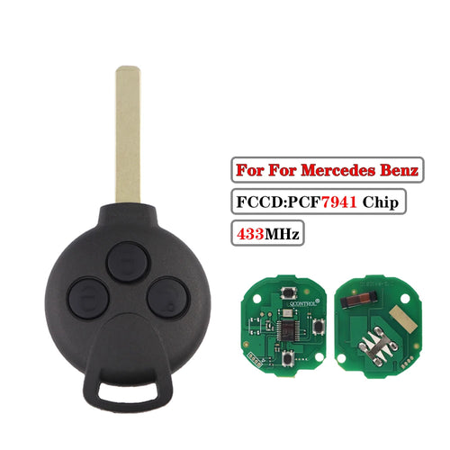 YIQIXIN 3 Buttons Car Remote Smart Key For Mercedes-Benz Smart Fortwo