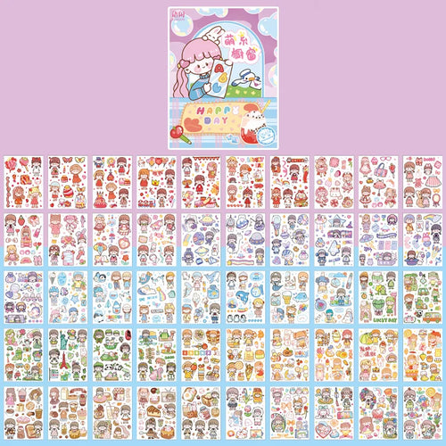 Yoofun 50 Unrepeated Patterns Decorative Stationery Stickers Colorful