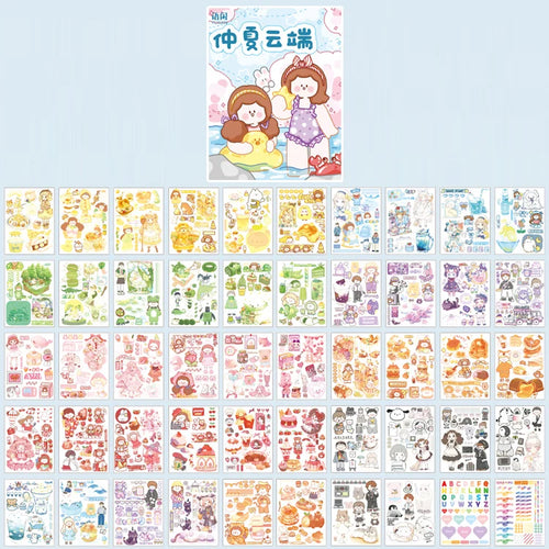 Yoofun 50 Unrepeated Patterns Decorative Stationery Stickers Colorful