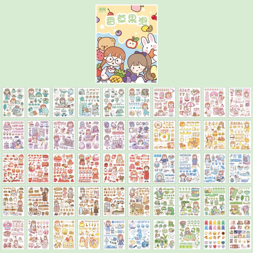 Yoofun 50 Unrepeated Patterns Decorative Stationery Stickers Colorful
