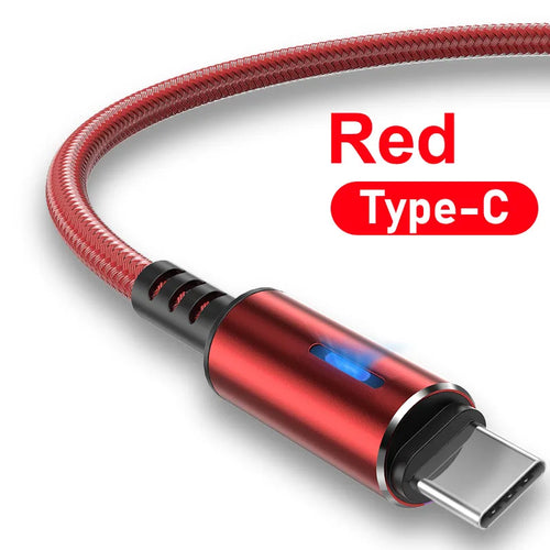 LED USB C Cable Fast Charging TYPE-C Cable 0.25m 1.2m 2m For Samsung