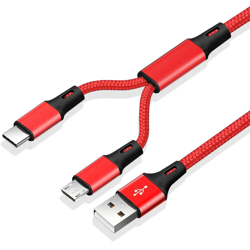 FONKEN 2In1 USB Cable Split Mobile Phone Charger Cable Micro USB Type