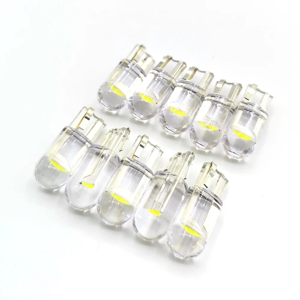 10x 2021 Newest W5W Led T10 Car Light COB Glass 6000K White Auto