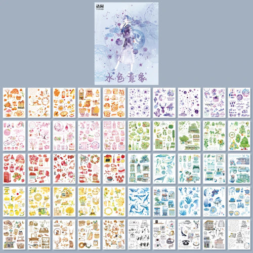 Yoofun 50 Unrepeated Patterns Decorative Stationery Stickers Colorful