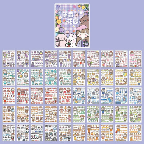 Yoofun 50 Unrepeated Patterns Decorative Stationery Stickers Colorful