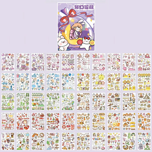 Yoofun 50 Unrepeated Patterns Decorative Stationery Stickers Colorful