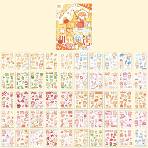 Yoofun 50 Unrepeated Patterns Decorative Stationery Stickers Colorful