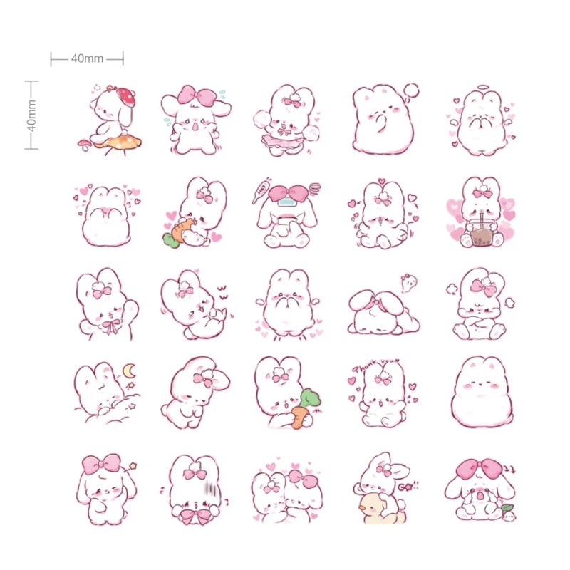 45 Pcs/pack Cute Rabbit Daily Kawaii Decoration Stickers Planner