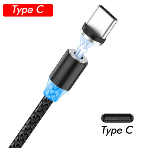 LED Magnetic USB Cable 2.4A Fast Charging Type C Cable Magnet Charger