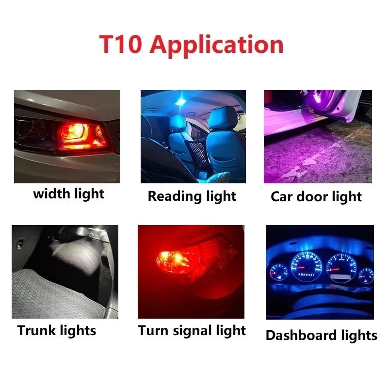 10/2pcs W5W Led T10 Car Light COB Glass 6000K White Auto Automobiles
