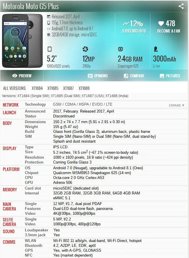 100% Tested For Motorola Moto G5S Plus G5 Plus LCD Display Touch