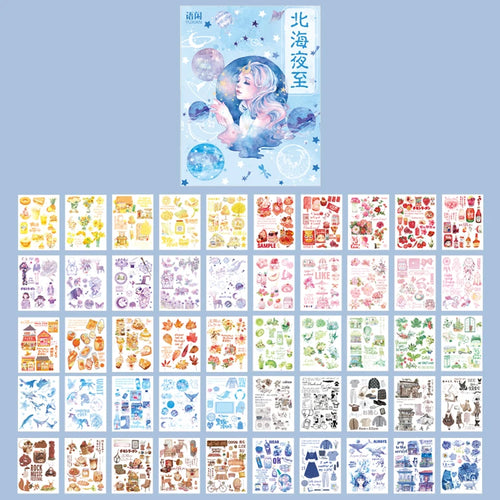 Yoofun 50 Unrepeated Patterns Decorative Stationery Stickers Colorful