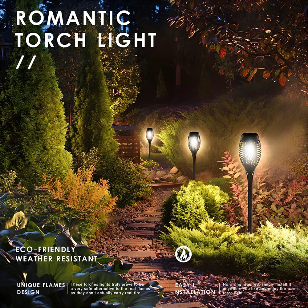 1/2/4/8Pcs Solar Flame Lights 12LED Bulbs Flickering Waterproof Garden