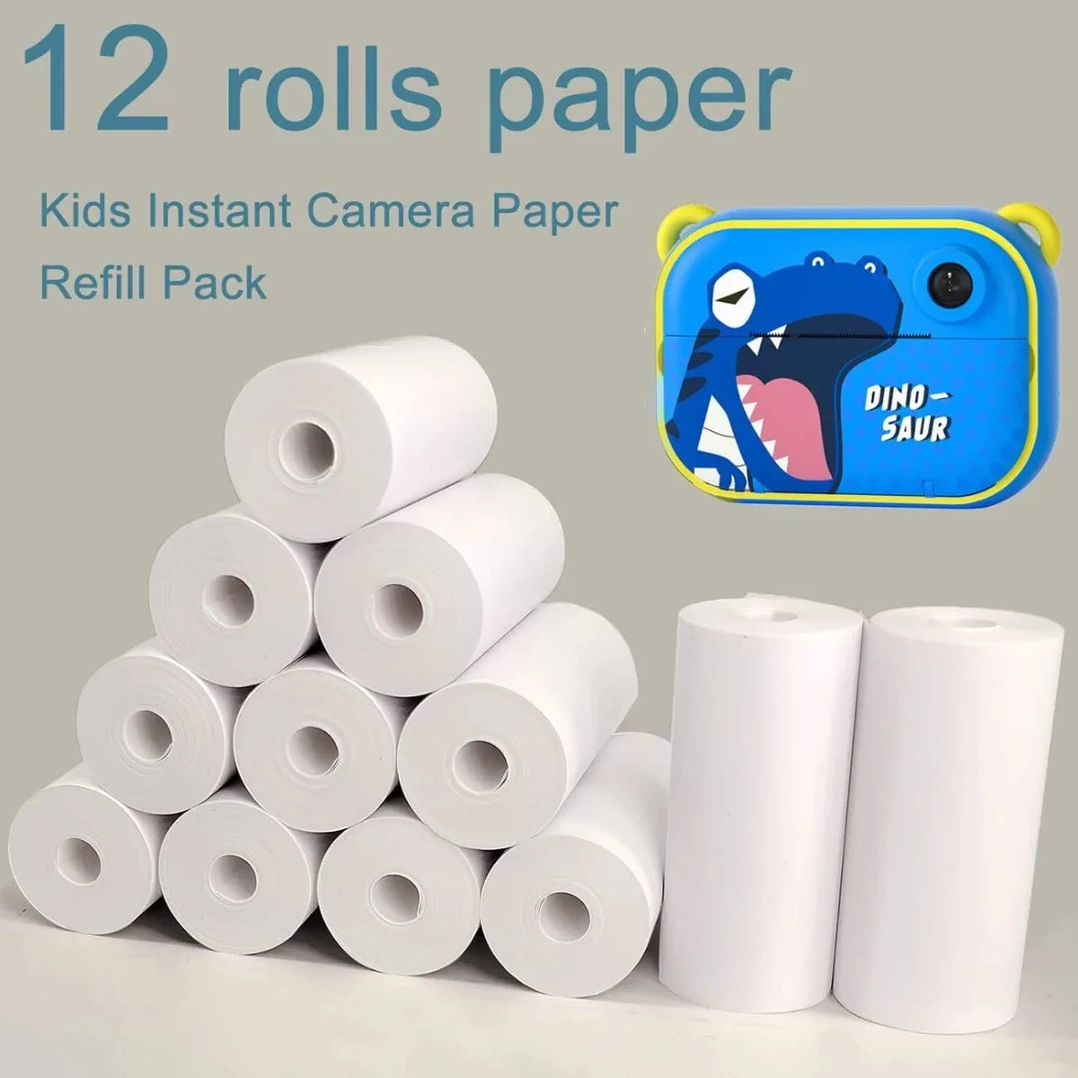 12 Rolls Kids Instant Camera Refill Print Paper Film Coreless Thermal