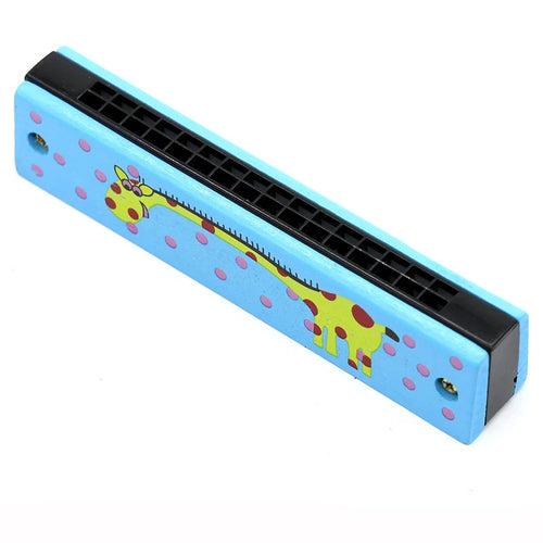 16-Hole Wooden Harmonica Cartoon Animals Painted Toy Musical
