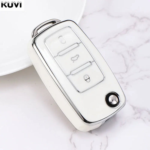 Leather TPU Car Key Case Cover For Volkswagen VW Polo Golf Passat