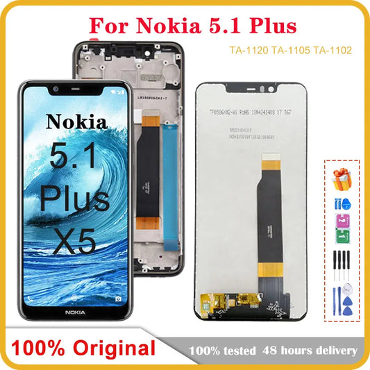 100% Original For Nokia 5.1 Plus LCD Display Touch Screen Assembly For