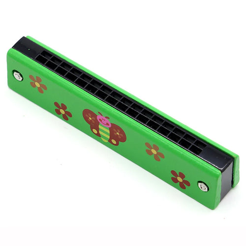 16-Hole Wooden Harmonica Cartoon Animals Painted Toy Musical