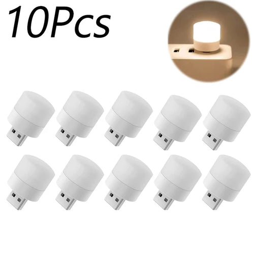 1/10Pcs Mini USB Night Light Warm White Eye Protection Book Reading