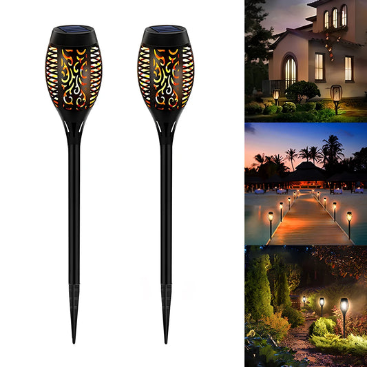 1/2/4/8Pcs Solar Flame Lights 12LED Bulbs Flickering Waterproof Garden