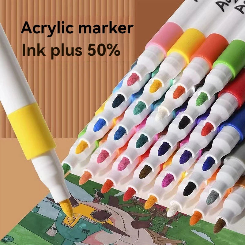 12-80 Colores Set Acrylic Paint Art Marker Pen Rock Painting for Kids