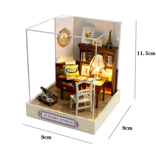 Wooden Miniature Doll House DIY Small House Kit Making Room Toys 3D