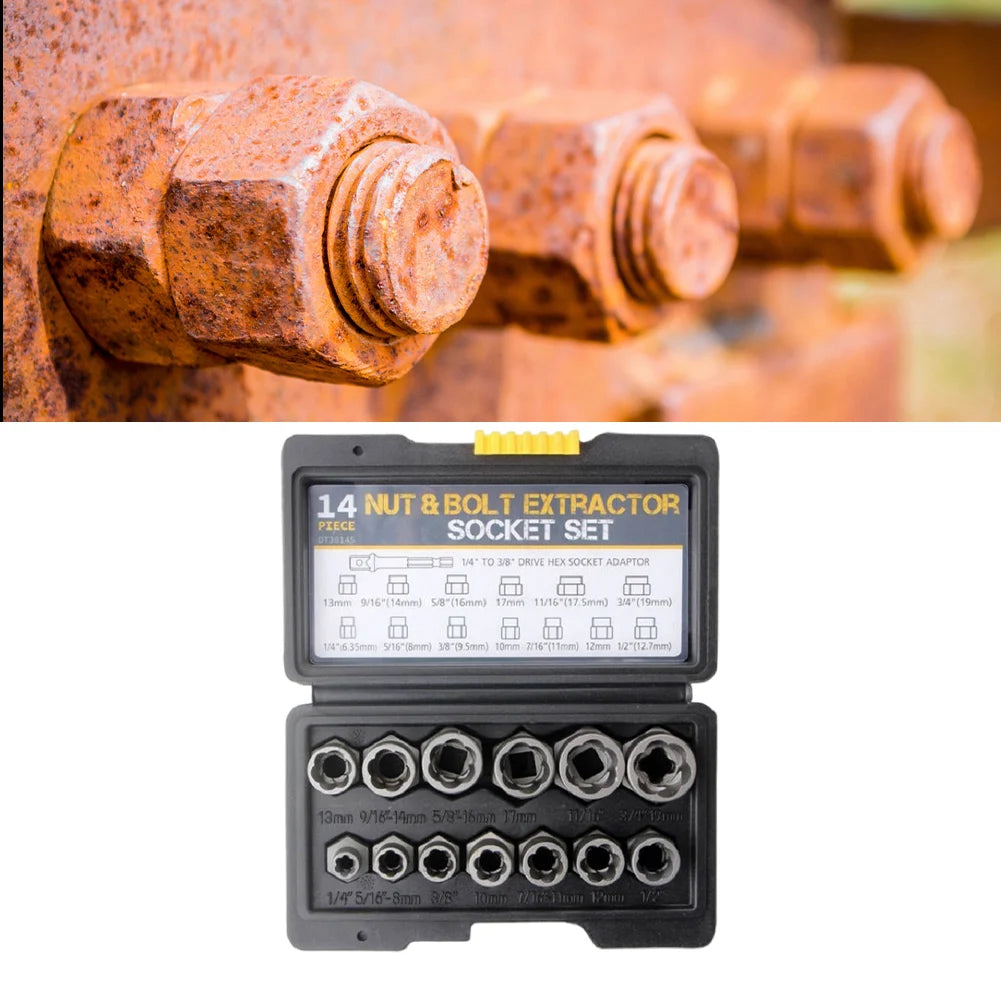 14 Pieces Damaged Bolt Removal Tool Bolt Extractor Tool Set with