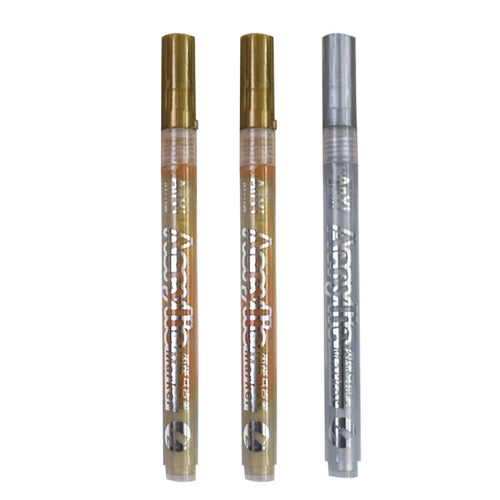 3Pcs/set Acrylic Markers Paint Pen Black/White/Gold/Silver for Rock