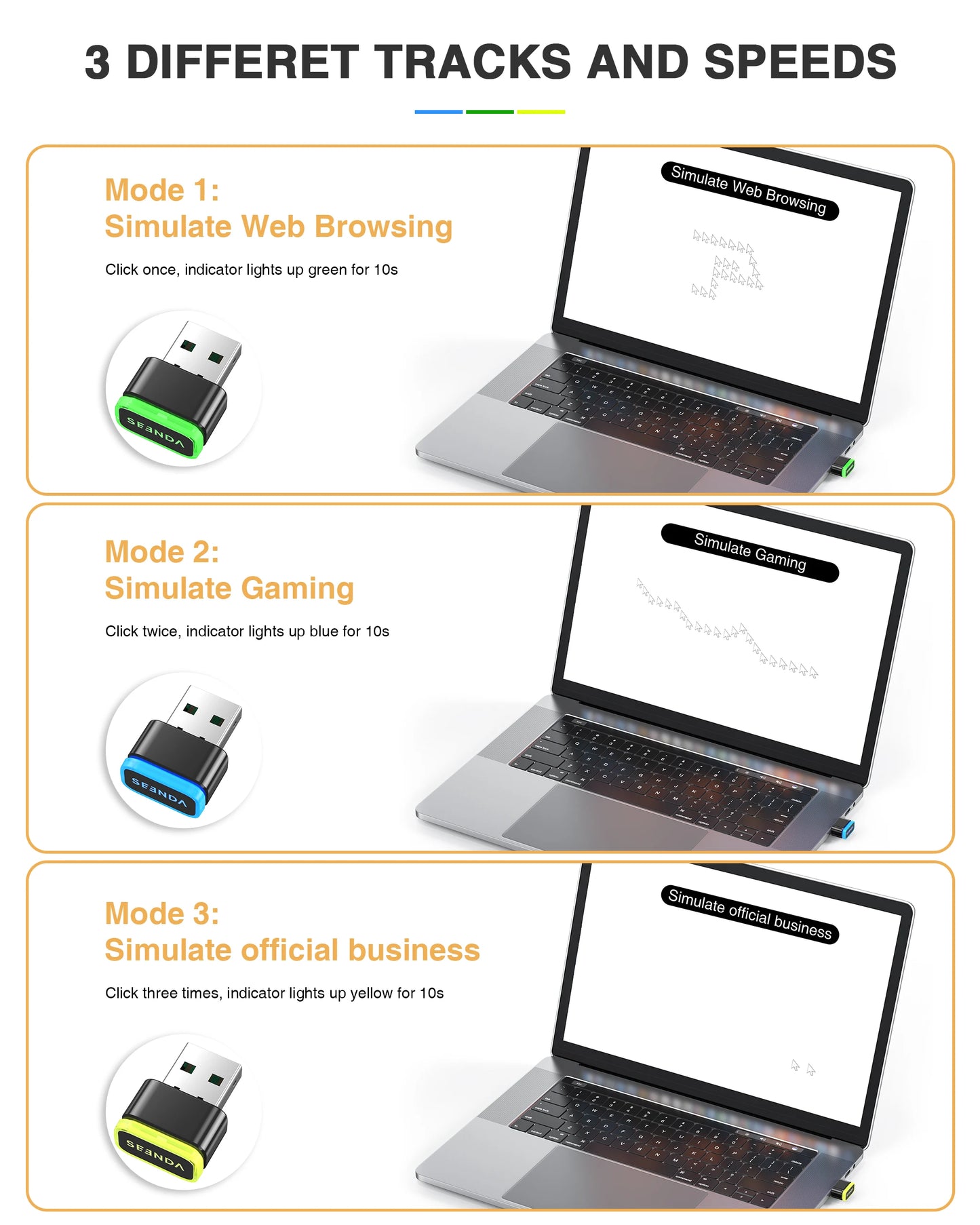 Seenda DK16 Mouse Jiggler Undetectable Mouse Mover Shaker Simulate