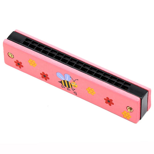 16-Hole Wooden Harmonica Cartoon Animals Painted Toy Musical