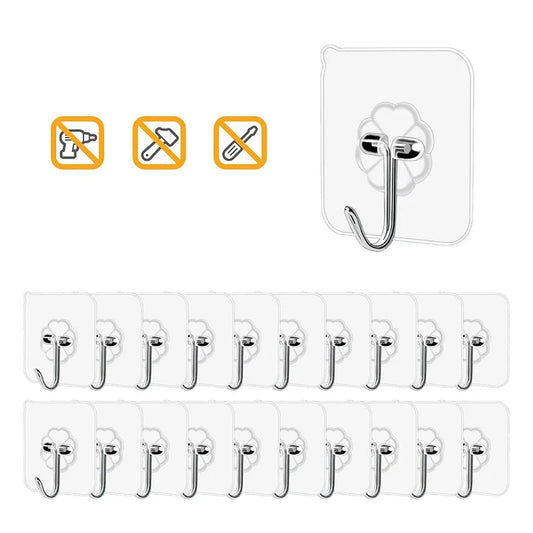 1-10PCS Transparent Stainless Steel Strong Self Adhesive Hooks Key
