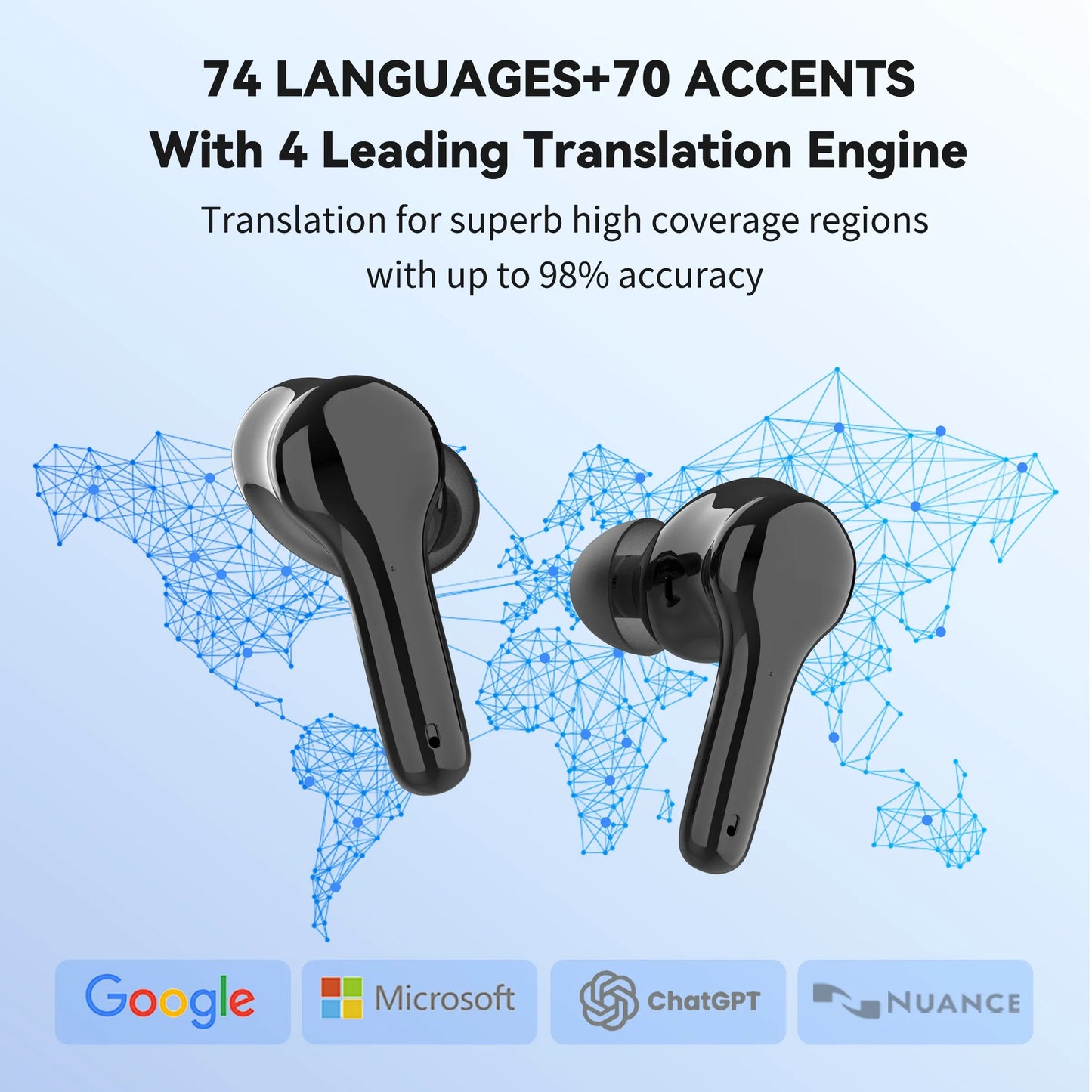 Wooask M6 Translator Earbuds,Updated Chip,Real Time Translator