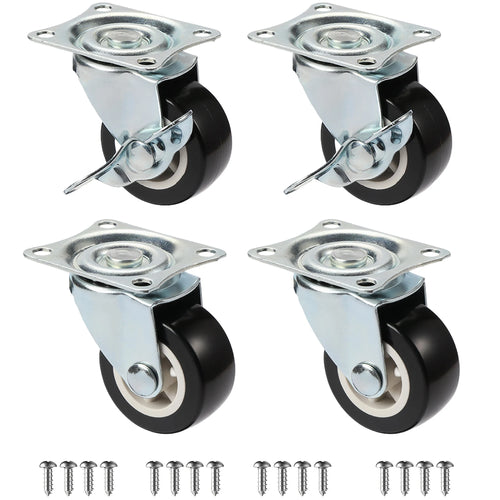 Set Of 4 1"/1.25"/2" PVC Furniture Casters Wear Resistant Mute
