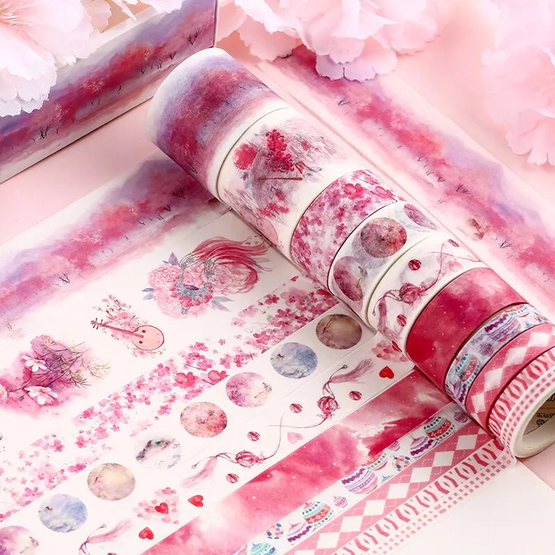 10 Rolls/box 11 Models Washi Tape Cute Illustration Style Decorative