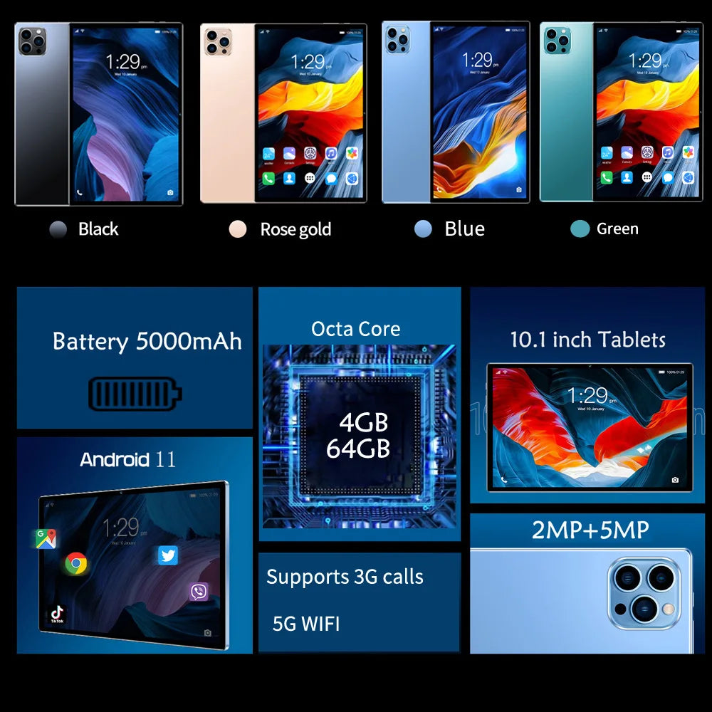  2024 Global 5G Tablet New 10.1-inch 4GB RAM 64 ROM Suitable for