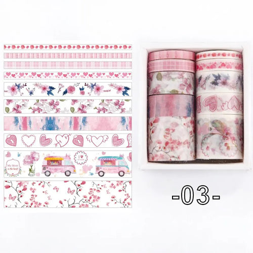 10 Rolls/box 11 Models Washi Tape Cute Illustration Style Decorative