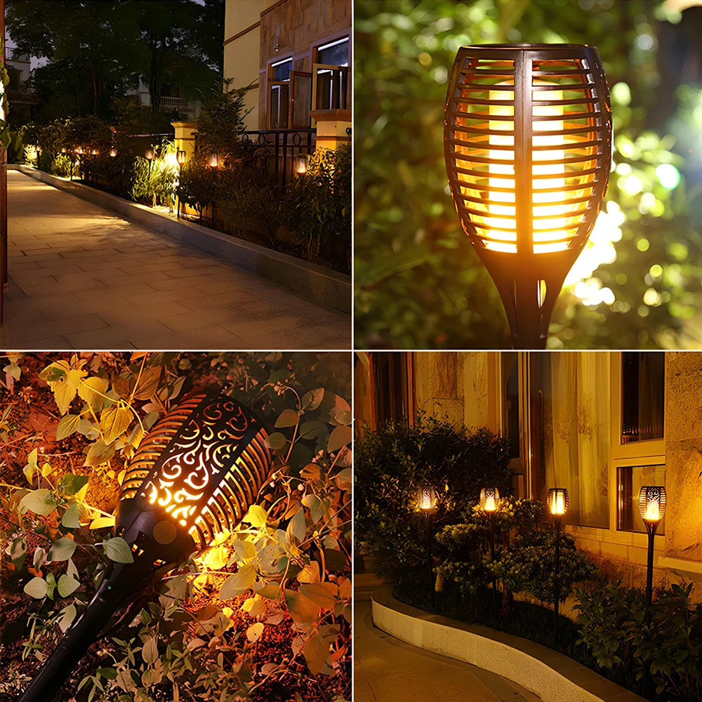 1/2/4/8Pcs Solar Flame Lights 12LED Bulbs Flickering Waterproof Garden