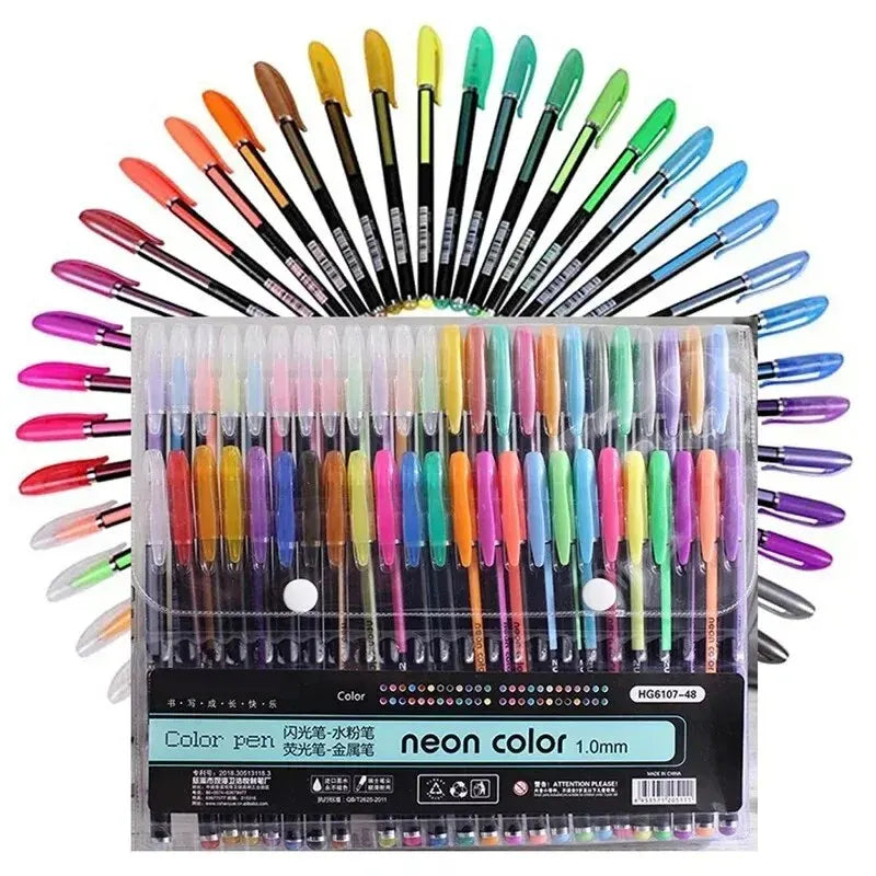 12Pcs Colors Gel Pens and Refills for School Office Coloring Book