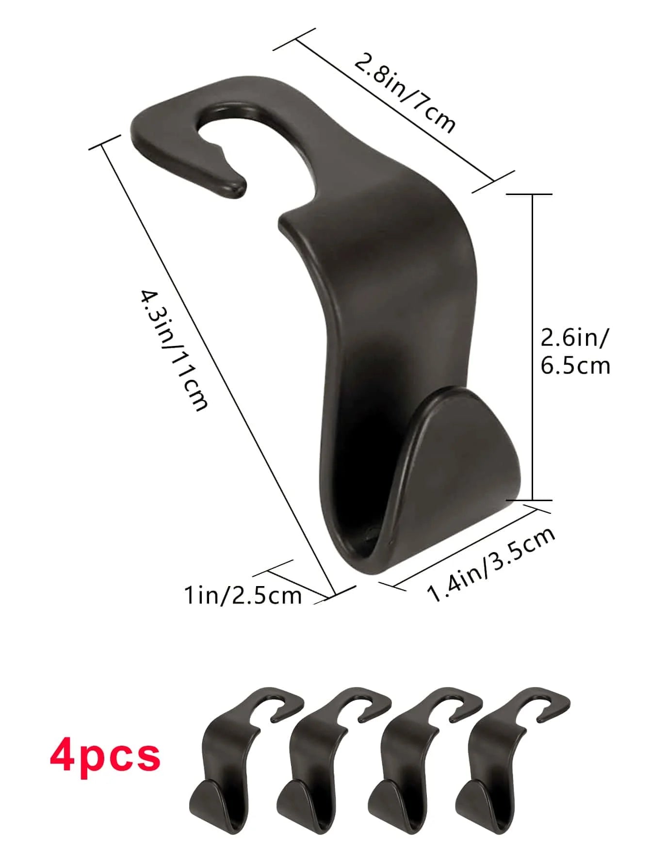 4PCS Car Hidden Seat Hook Multi-Purpose Carbon Fiber Texture Car Seat