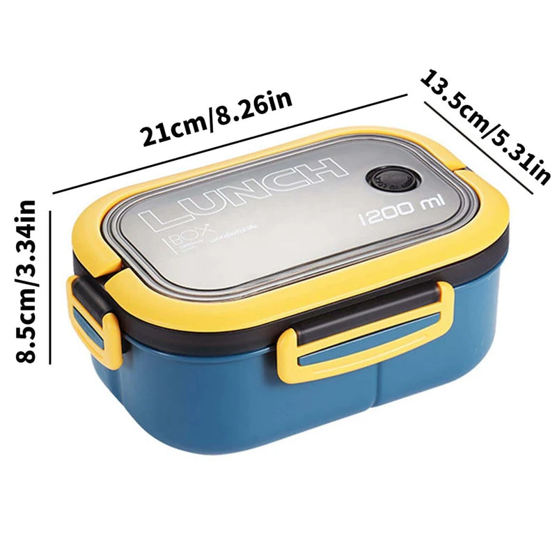 1200ML 2 Layer Bento Lunch Box With Spoon Fork, Kid High Capacity