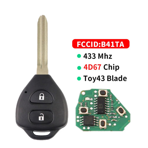 YIQIXIN 2 Button 314.3 433Mhz 4D67 G Chip Remote Car Key For Toyota