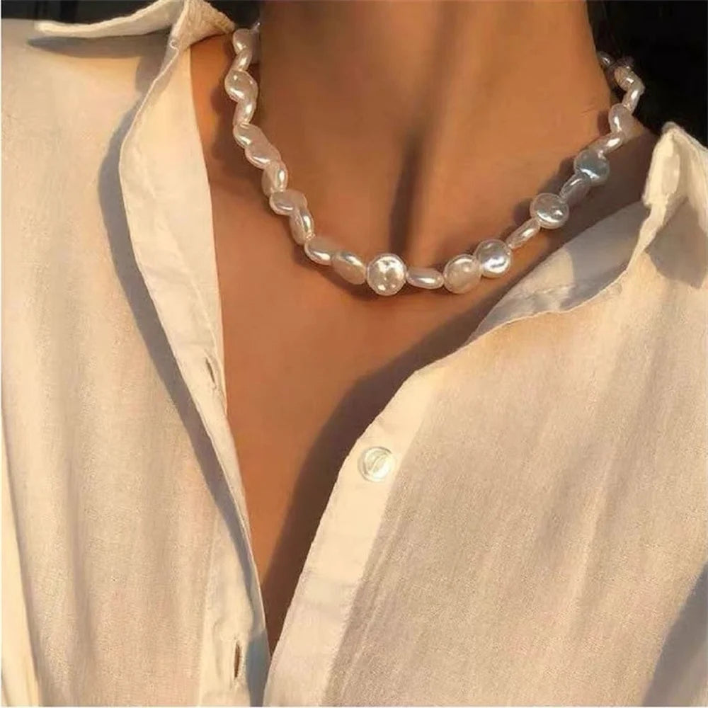 Y2K Trend Wedding Party Jewelry Blue Shell Sheet Choker Necklace For