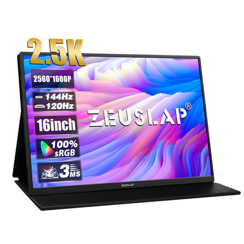 ZEUSLAP 16" 2.5K 144hz Portable Monitor 2560*1600 16:10 100%sRGB